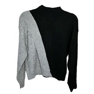 Colorblock Black‎ and Gray Women's Sweater